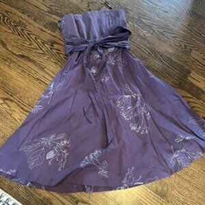 Purple Floral Dress with Belt